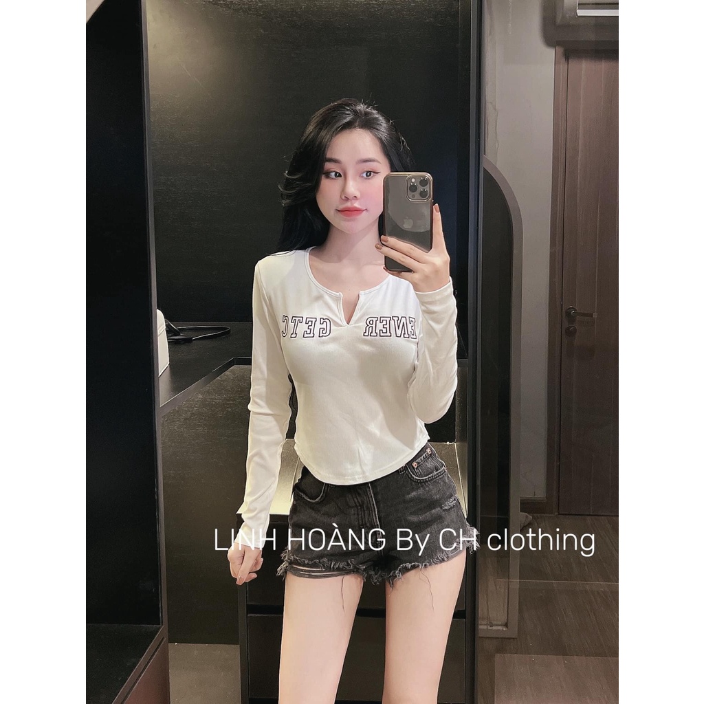 ÁO thun dài tay thêu chữ 5 màu