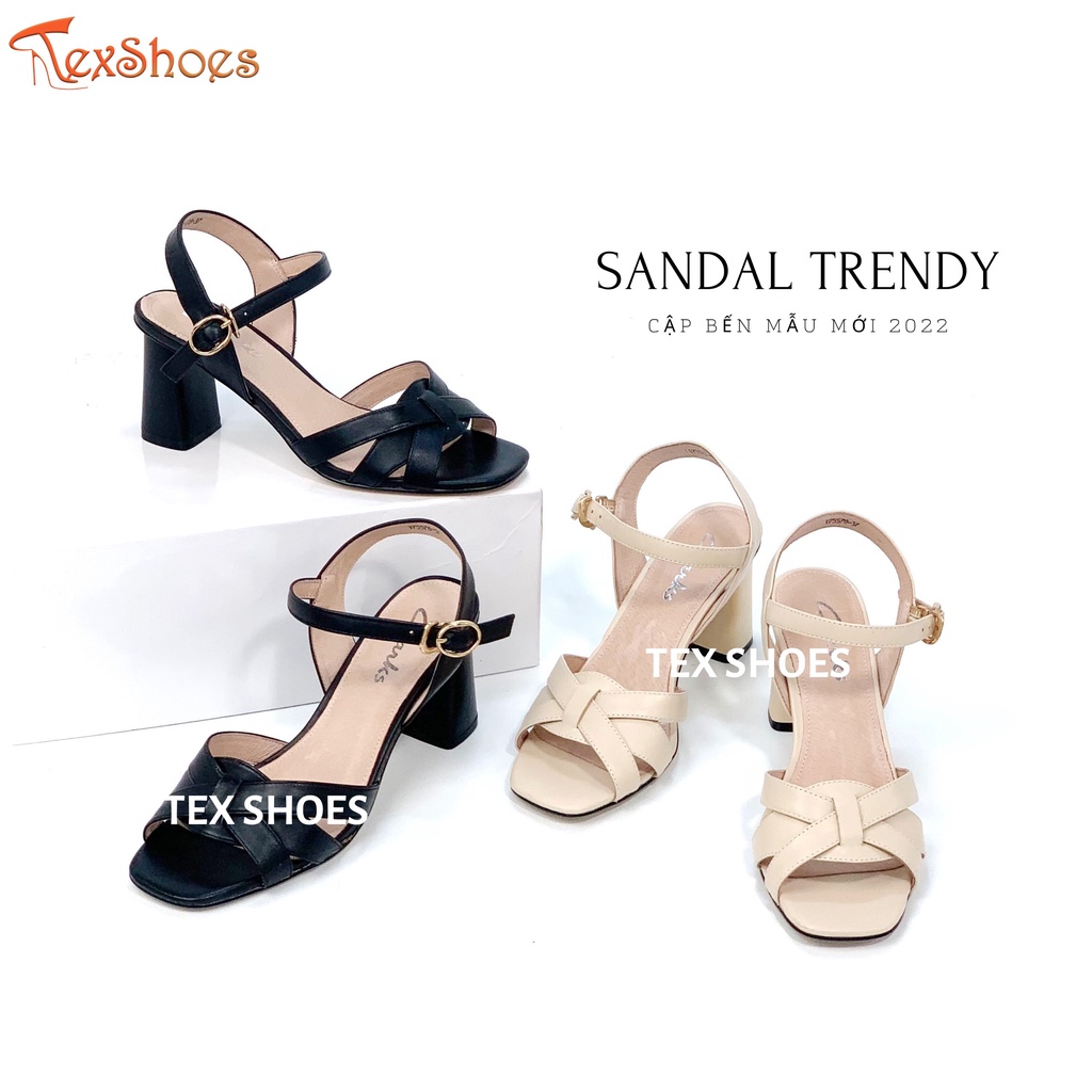 Sandal cao gót nữ da bò cao cấp, xăng đan nữ thời trang công sở VNXK TEX SHOES