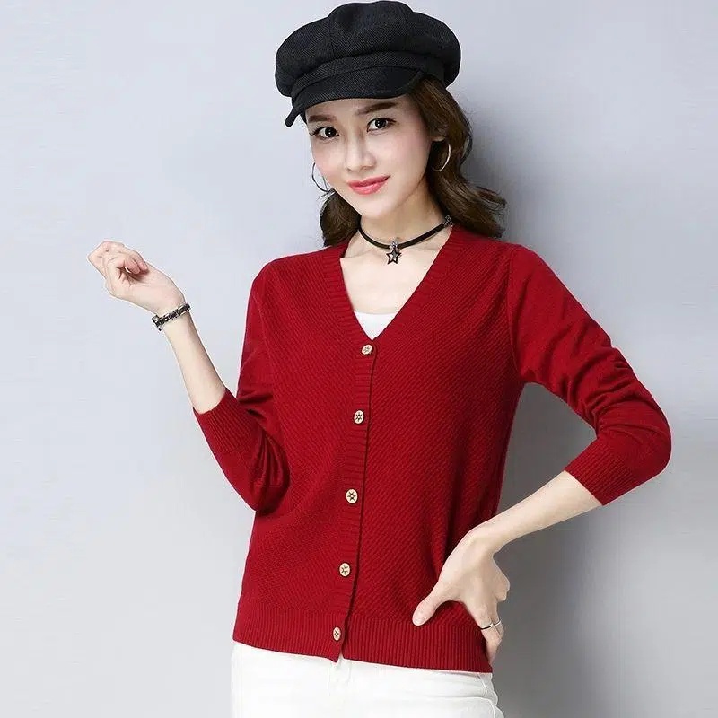 Áo Khoác cardigan Dệt Kim Cổ V Dài Tay Phong Cách Hàn Quốc Thời Trang Dành Cho Nữ C9601