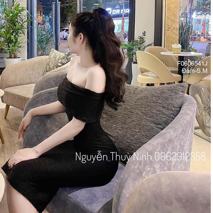 Đầm body thun vân nổi trễ vai siêu thời trang!