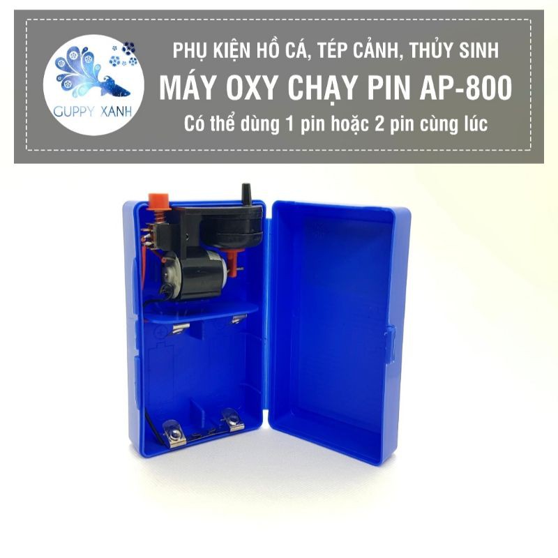 Máy Oxy chạy bằng pin 1 vòi AP-800 cho bể cá - siêu tiện lợi nhỏ gọn dễ cầm khi đi xa