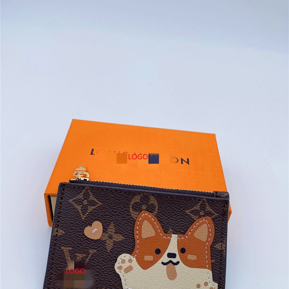 Ví Đựng Tiền Xu / Thẻ Siêu Mỏng Đa Năng Họa Tiết Chú Gấu Corgi Dễ Thương Cho Nữ