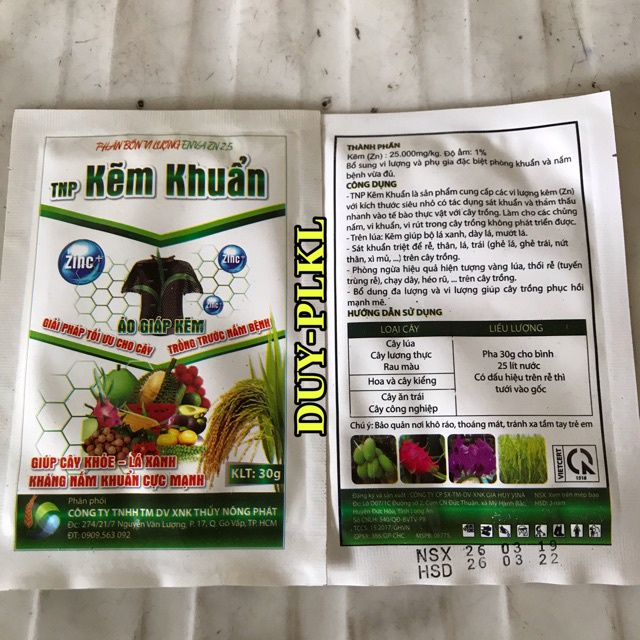 Kẽm khuẩn, ngừa vi khuẩn bổ sung kẽm vi lượng ZnEDTA- tan nhanh trong nước - gói 30gr