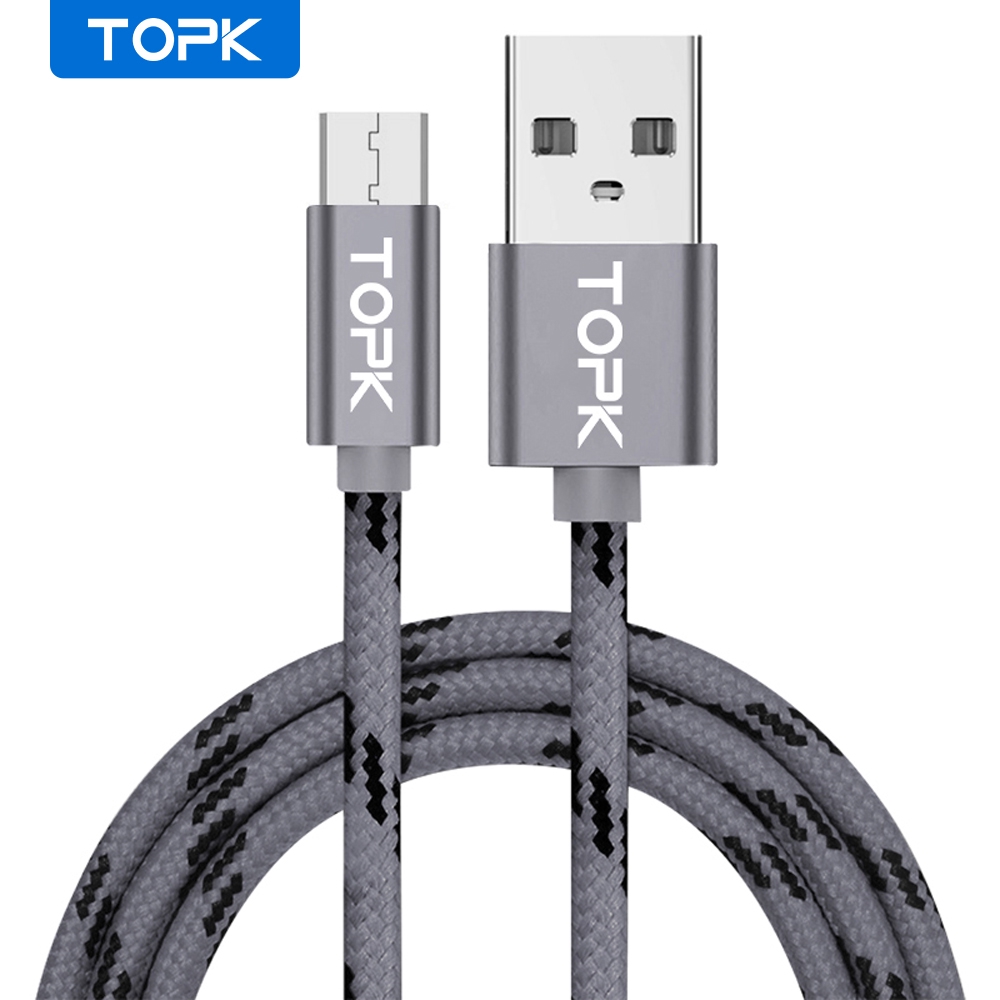 Dây cáp sạc TOPK AN09 cổng Micro USB thiết kế dây bện nylon cho điện thoại OPPO VIVO dài 1m | WebRaoVat - webraovat.net.vn