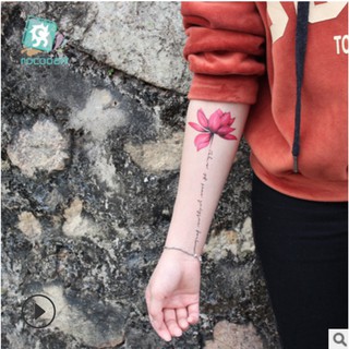 Hình xăm dán hoa chữ hoa sen màu bắp tay 10x20cm