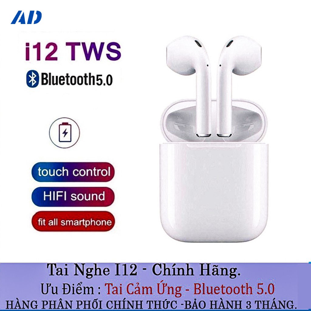 AD Tai nghe bluetooth TWS i12 không dây, iphone, chơi game, giá rẻ BINTECH | BigBuy360 - bigbuy360.vn