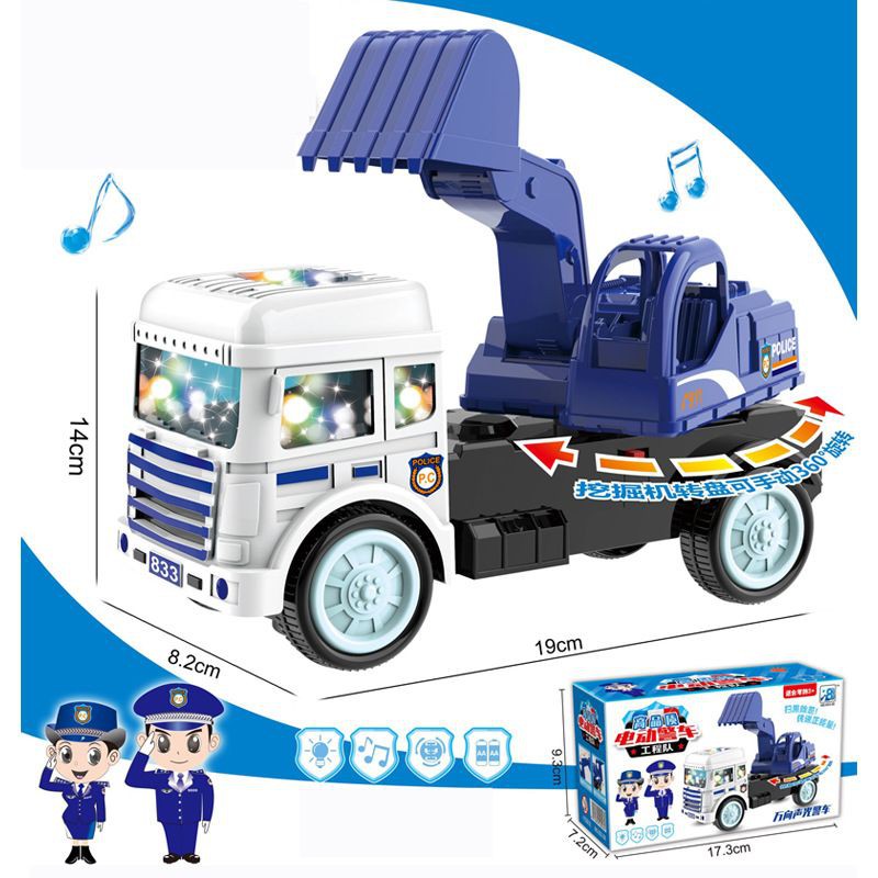 Xe xúc chạy pin có nhạc, đèn, xoay 360 833-30