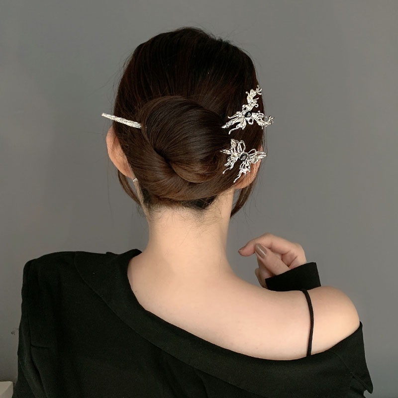 Kẹp Tóc Hình Bướm Màu Bạc Thiết Kế Mới Thời Trang Theo Phong Cách Hàn Quốc Cho Nữ