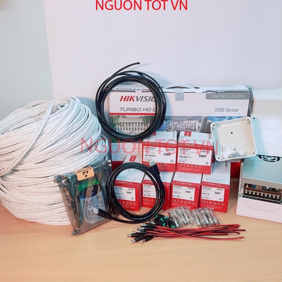 Trọn  Bộ Camera 1/2/3/4 Mắt Hikvision 5MP 2560 x 1920 Tích Hợp Míc (FULL PHỤ KIỆN LẮP ĐẶT), Tùy Chọn Ổ Cứng