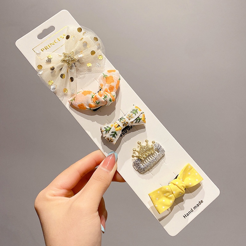 Set 5 kẹp tóc nơ thời trang phong cách Hàn quốc dễ thương cho bé gái