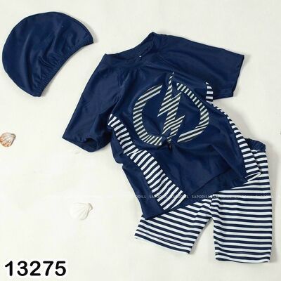 BỘ BƠI TAY NGẮN KÈM NÓN CHO BÉ TRAI 9-22KG