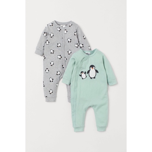 Set 2 bộ ngủ liền thân dài tay cho bé trai hàng chính hãng