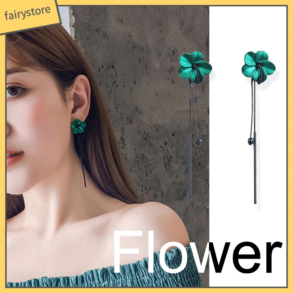 Khuyên Tai Dài Đính Hoa Phong Cách Hàn Quốc Thanh Lịch Dành Cho Nữ