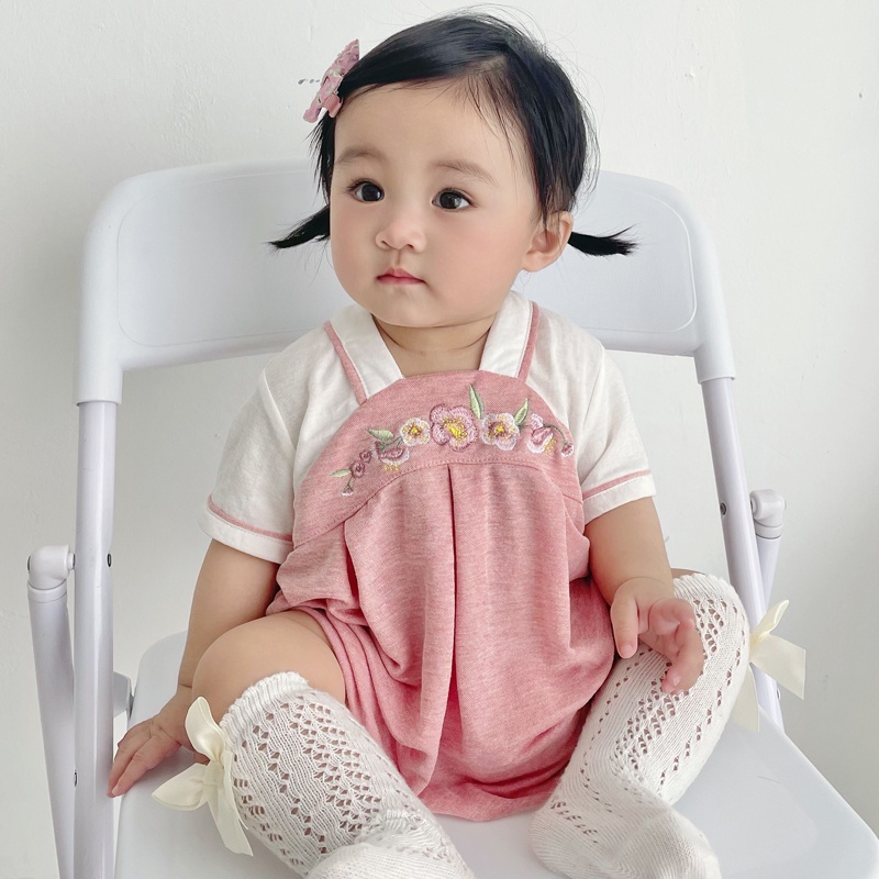 Body Hanbok Bé Gái Họa Tiết Thêu Hoa Đào | Hàng Quảng Châu Cao Cấp