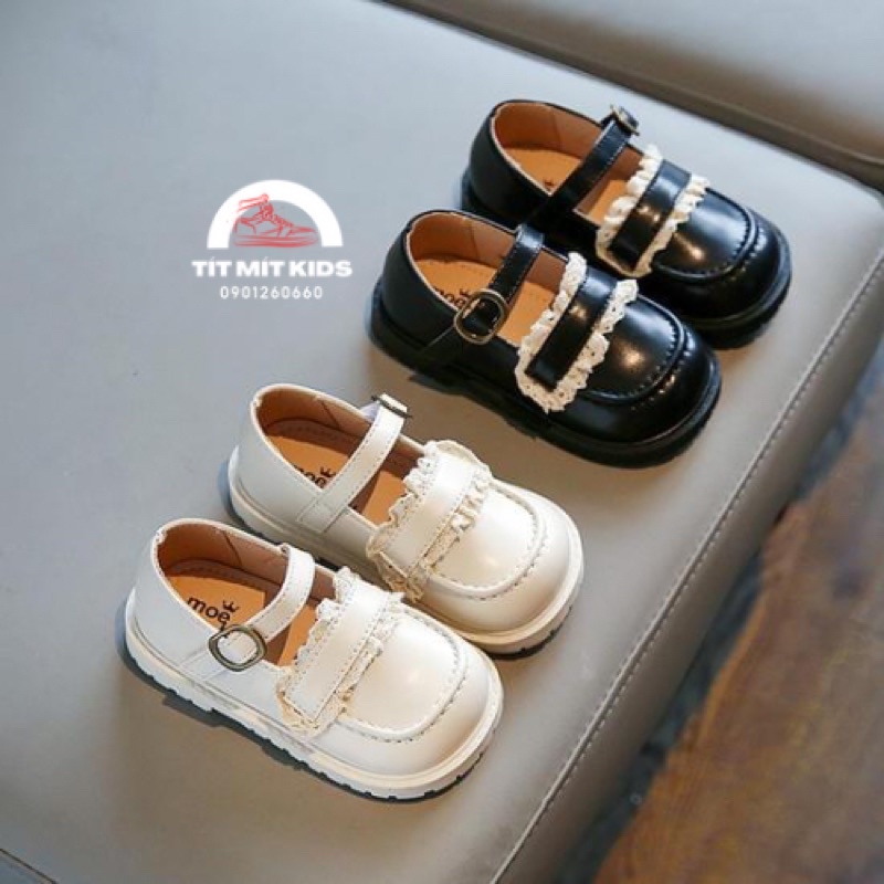 Giầy hài búp bê công chúa phối ren chống trơn chượt bé gái