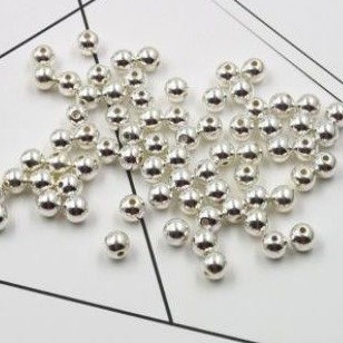 Hạt nhựa mạ bạc 6mm (6 ly) có lổ xỏ nữ trang handmade (gói 20gr- gần 170 hạt)