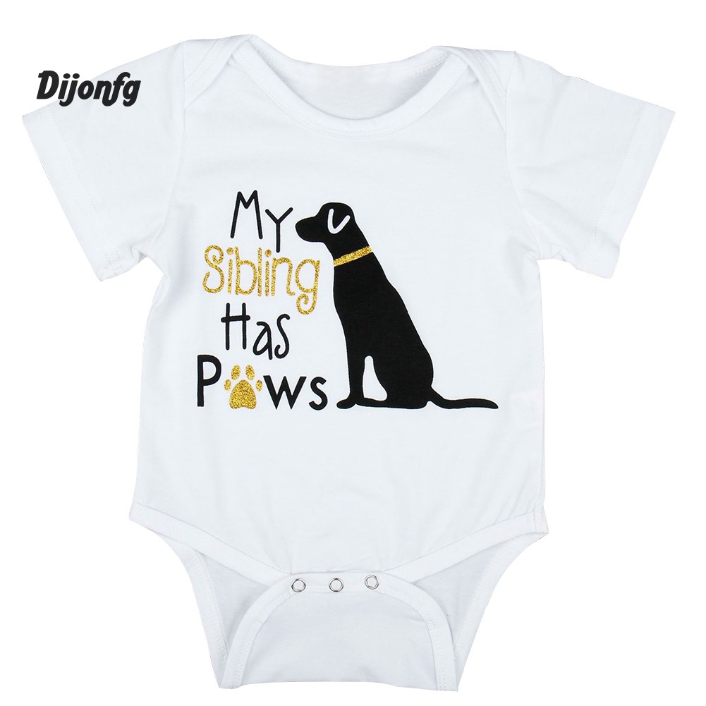 [ HÀNG giảm giá ] Áo liền quần ngắn tay hình con chó cute cho bé sơ sinh