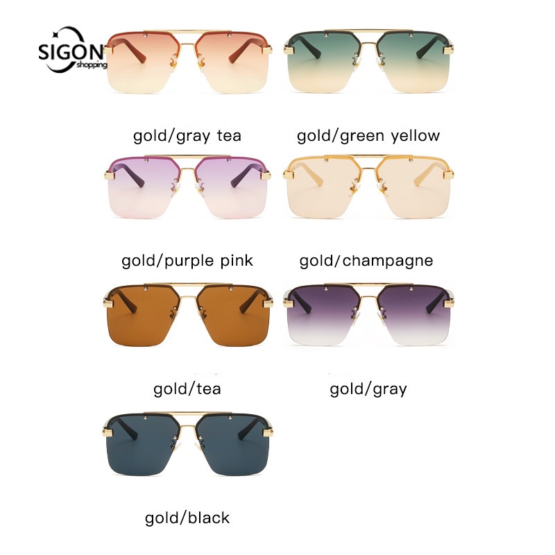 Kính Mát Nửa Gọng Kim Loại Lớn Trong Suốt Chống Tia UV Phù Hợp Cho Đi Làm Hàng Ngày Và Ngoài Trời