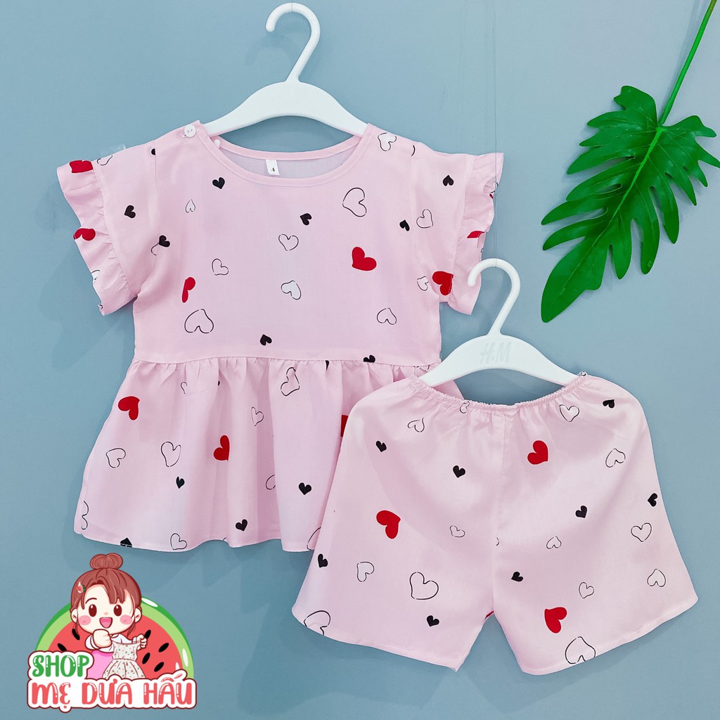 [6-15kg] Bộ bé gái bộ lanh ngắn Babydoll có tay shop mẹ dưa hấu (Ảnh thật + Được chọn mẫu)