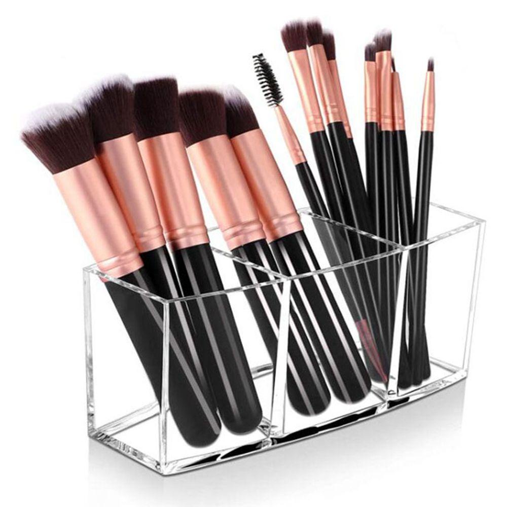 Giá Đỡ Cọ Trang Điểm 3 Ngăn Bằng Acrylic Tiện Dụng