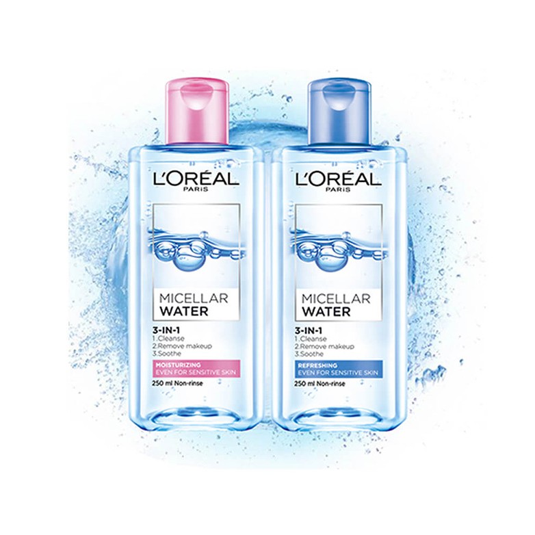 Nước Tẩy Trang L'Oreal 400ml 3-in1 Micellar Sạch Sâu, Tươi Mát Dành Cho Da Dầu Mụn, Da Khô, Da Nhạy Cảm Chính Hãng Pháp