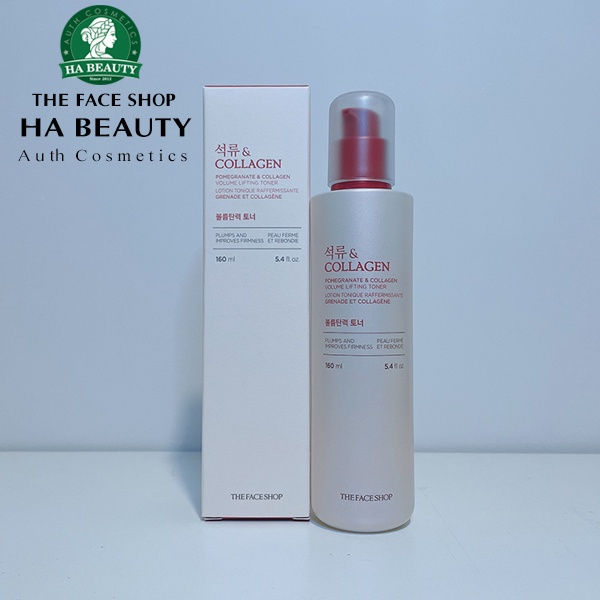 Nước hoa hồng dưỡng ẩm se khít lỗ chân lông cấp ẩm The Face Shop Pomegranate &amp; Collagen Volume Lifting Toner 160ml