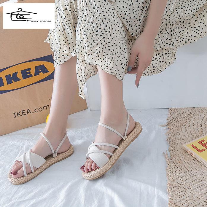 Dép Sandal Xỏ Ngón Đế Bằng Thời Trang Đi Biển Mùa Xuân Hè Cho Nữ