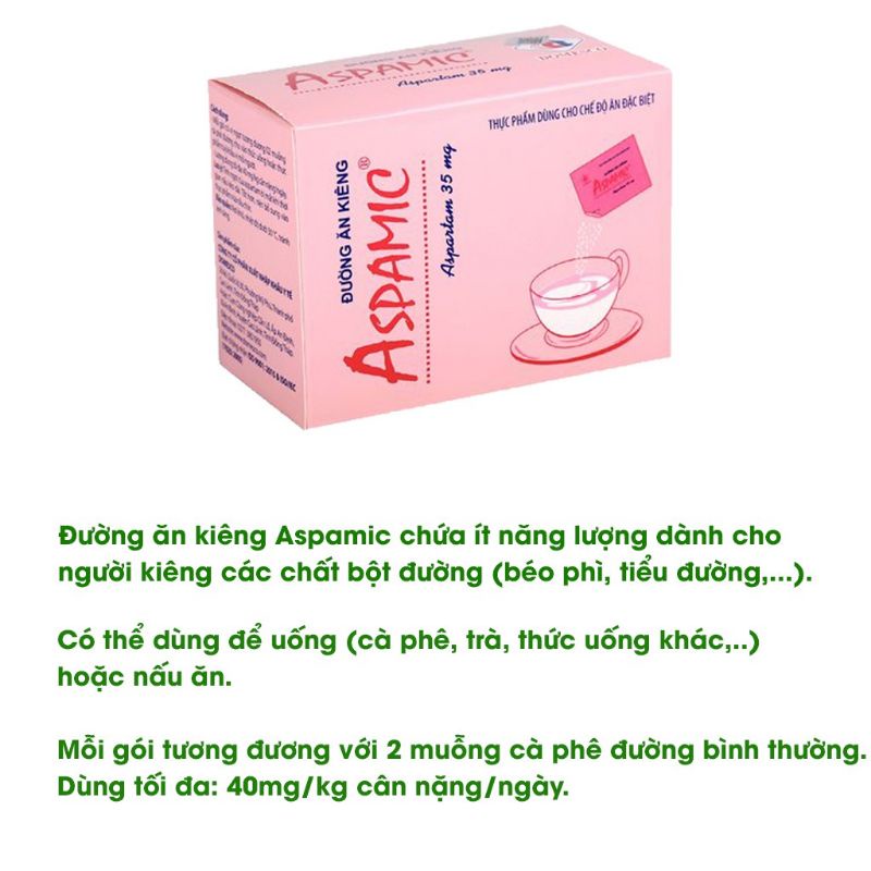 ĐƯỜNG ĂN KIÊNG ASPAMIC HỘP 100 GÓI 1G