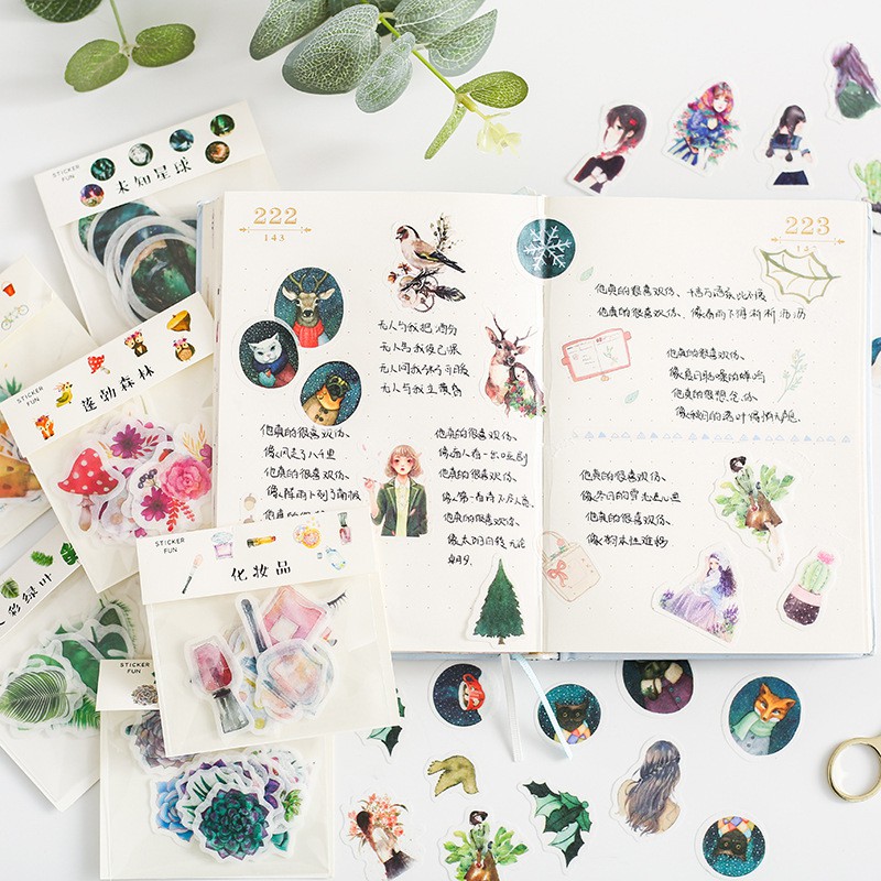 Thanh lý Túi 32 tấm hình dán sticker học sinh ngộ nghĩnh nhiều mẫu