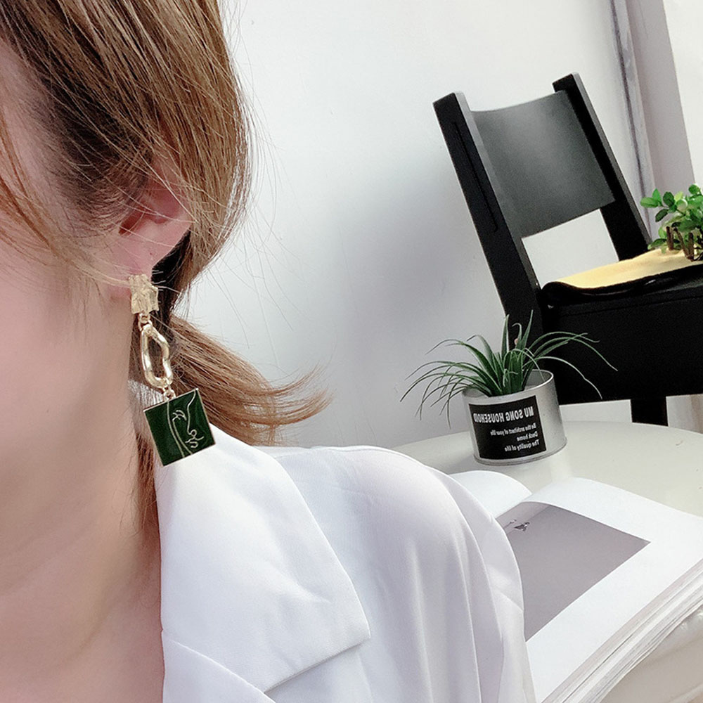 Đôi khuyên tai họa tiết mặt người trừu tượng thời trang dành cho nữ