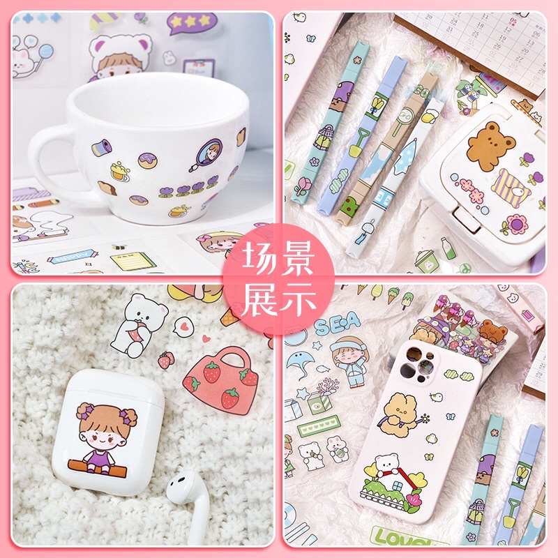 [1 Miếng] Sticker dễ thương siêu dính trang trí bình nước, sổ tay tiện dụng