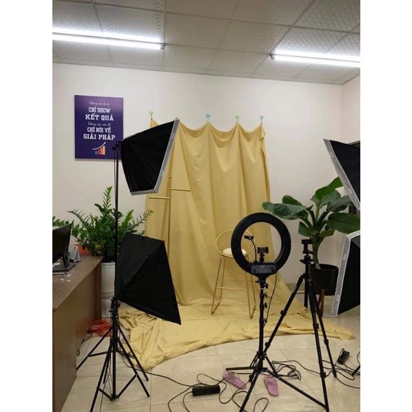 Đèn Chụp Ảnh Sản Phẩm, Bộ Đèn Studio, quay phim, Livestream chuyên nghiệp, chân đèn cao 2m kèm Softbox 50x70cm