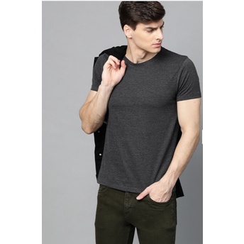 SET 2 Áo GJ basic cotton tee màu Xám, form ôm body dành cho Nam