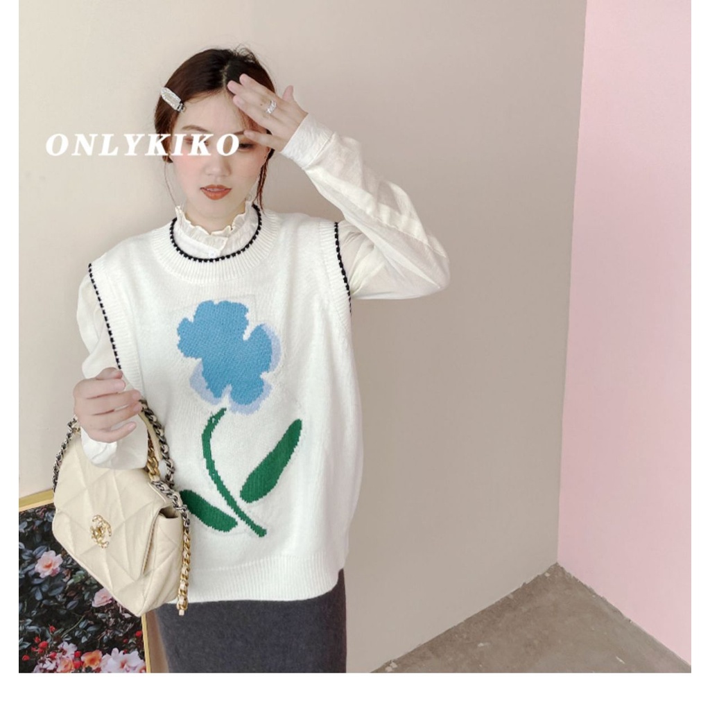 Áo Dệt Kim Sát Nách Họa Tiết Hoa Thời Trang Cho Nữ Sinh