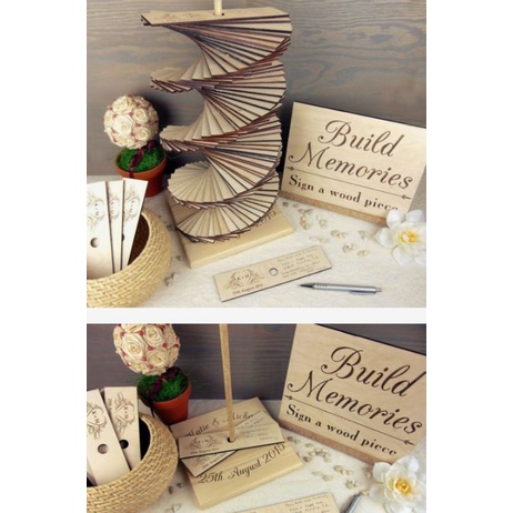 Set Thẻ Gỗ Ghi Lời Chúc Cdcd| Thao Wedding Guestbook