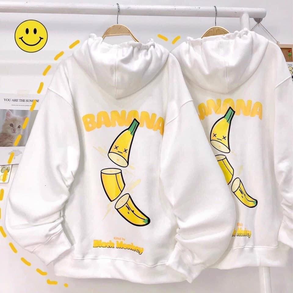 Aó Khoác Nỉ Nữ Họa Tiết Hình Qủa Chuối In Chữ BANANA Siêu Độc Lạ TP