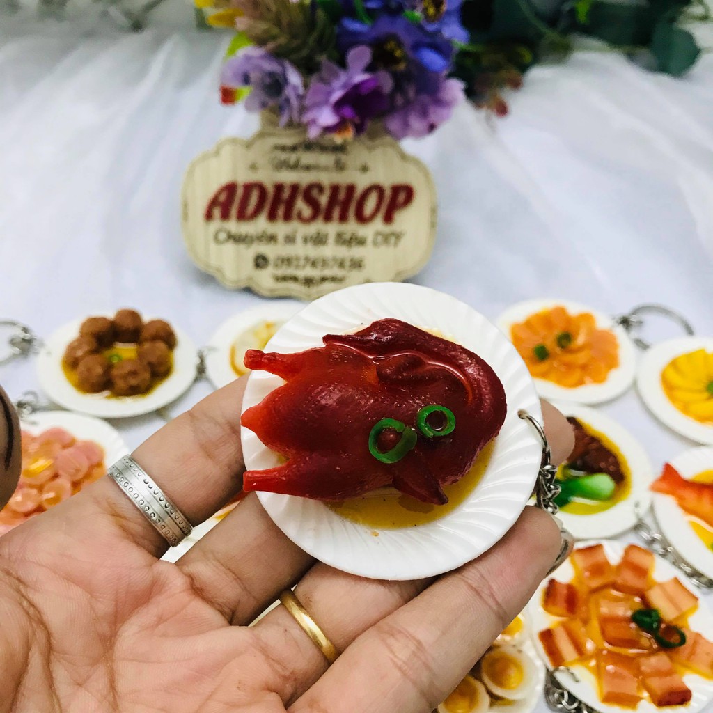 Móc khóa mô hình đồ ăn đĩa tròn đủ món ADHshop