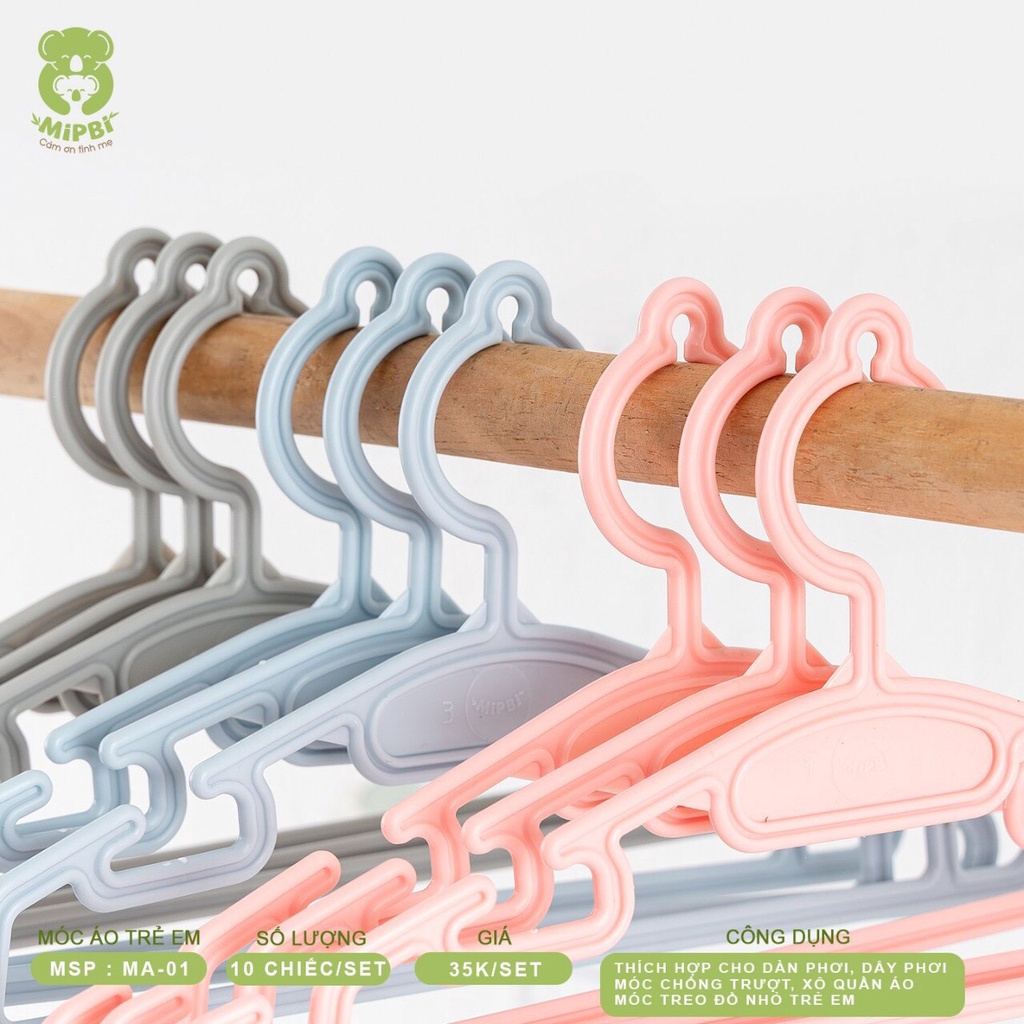 Móc treo đồ sơ sinh Mipbi (1 set 10 cái )