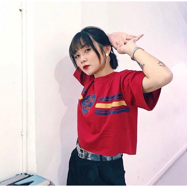 Áo Phông croptop from rộng tay ngắn Nice Try