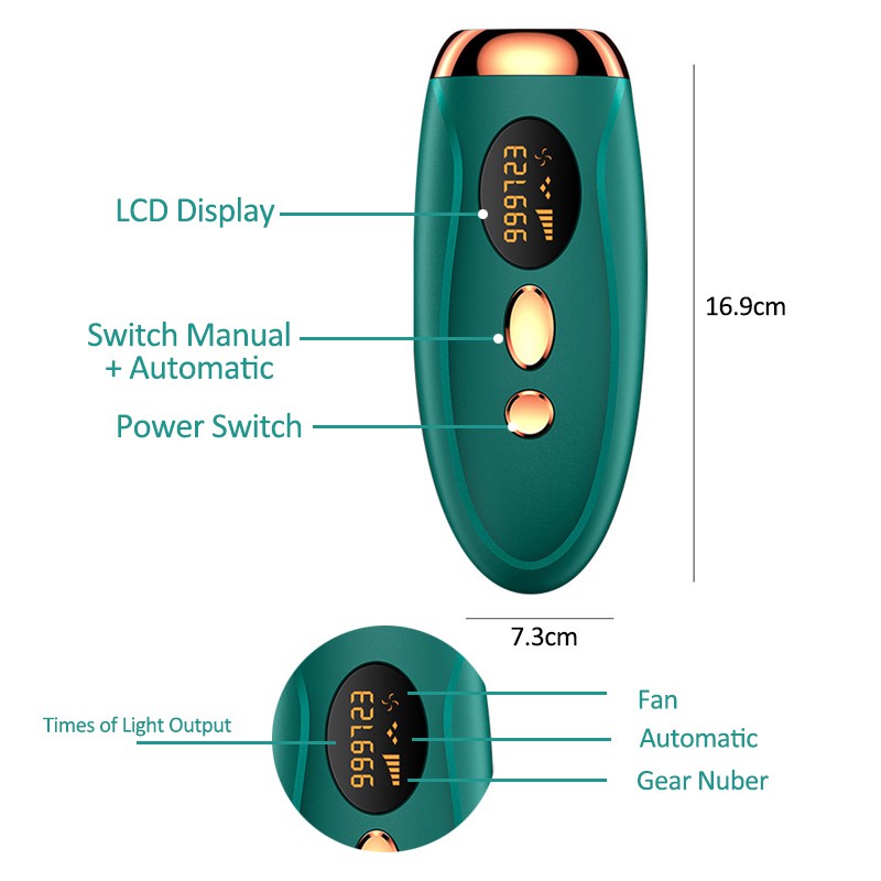 Máy Triệt Lông Mini IPL Vĩnh Viễn Tại Nhà - Tặng Kèm Kính, Dao Cạo-Chính Hãng