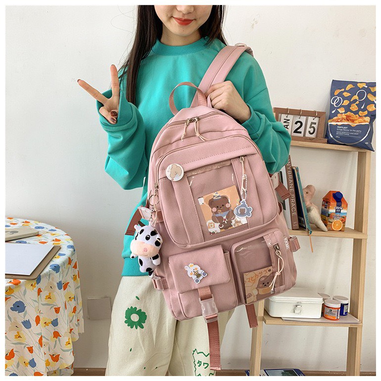 [ Mã 12FASHIONSALE1 giảm 10K đơn 50K ] Balo Ulzzang Hàn Quốc nam nữ chống nước, balo đi học Ulzzang 604ULZ