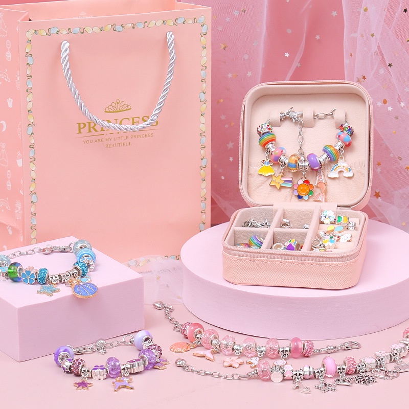 【ARE】Bộ Hạt Xỏ Vòng Tay Handmade diy Dành Cho Trẻ Em hộp quà Món quà sinh nhật của các cô gái