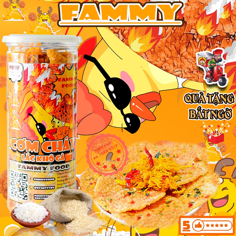 Cơm cháy khô gà lắc mắm hành 300g FAMMY, đồ ăn vặt Đà Lạt vừa rẻ vừa ngon