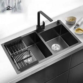 ( TẶNG VÒI ) Chậu rửa chén, Bồn rửa bát Nano Đen INOX SUS 304, Model 8245LD giá rẻ tại Tphcm