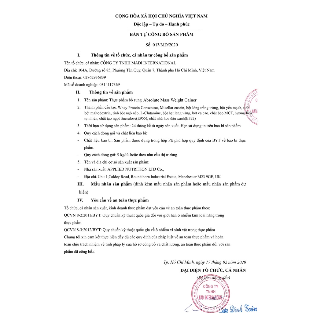 SỮA TĂNG CÂN TĂNG CƠ ABSOLUTE MASS WEIGHT GAINER GO NUTRITION 40 LẦN DÙNG