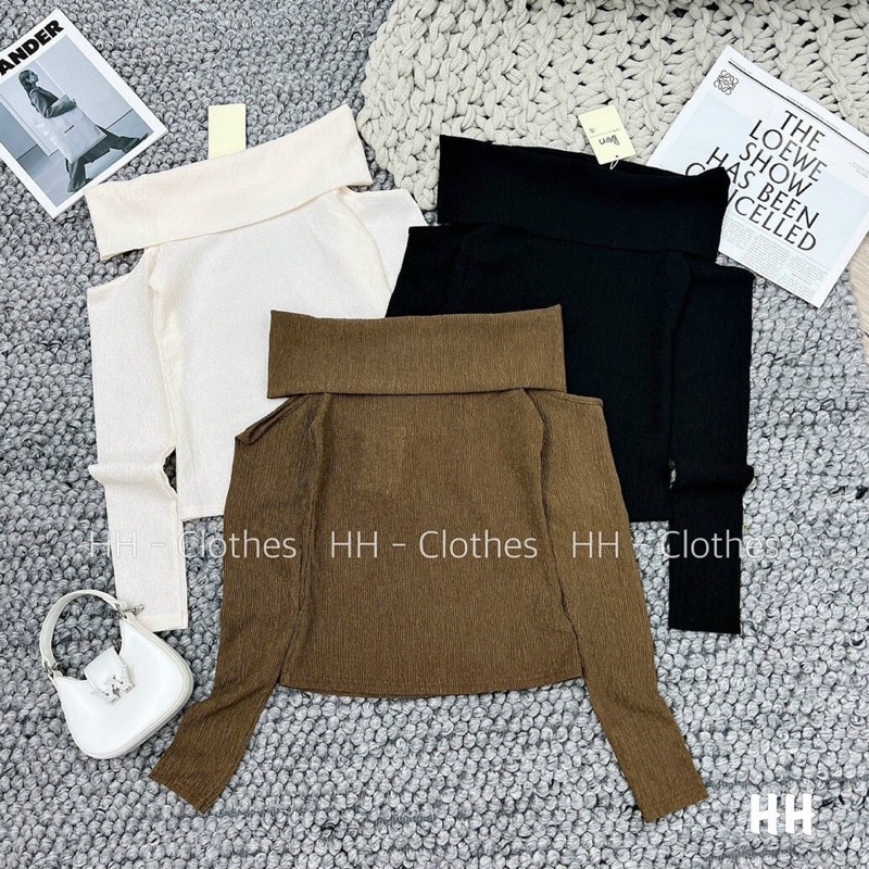 Áo trễ dài tay tôn dáng / Áo thun xốp bệt vai dáng ôm body