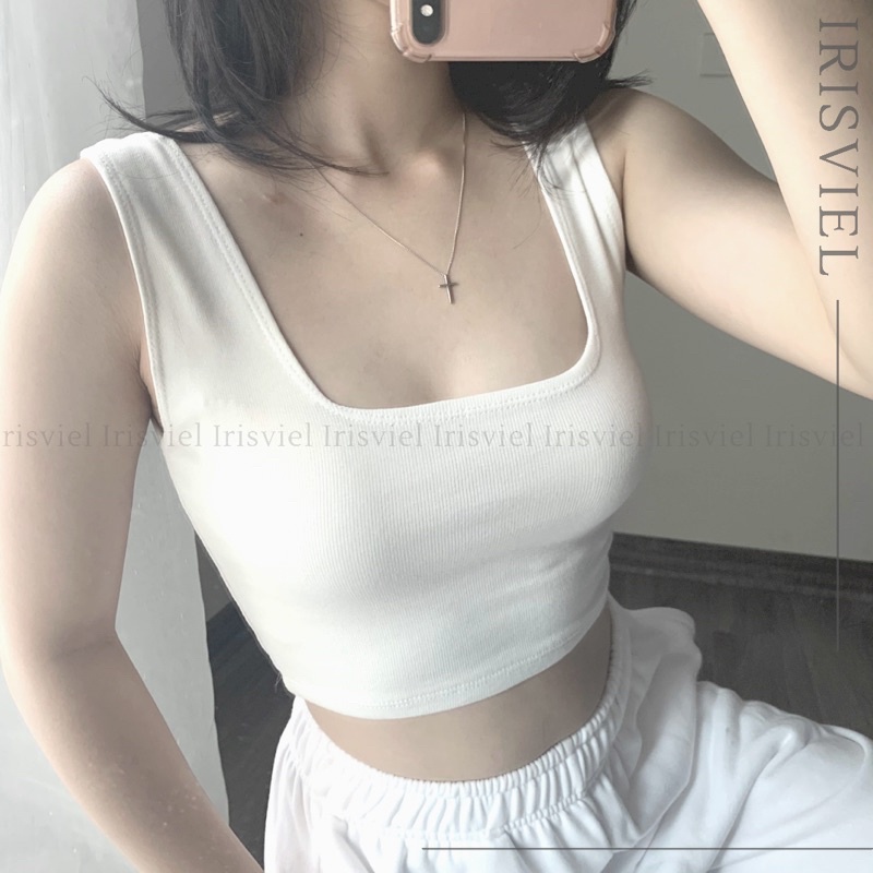 Áo 3 Lỗ Croptop Nữ, Áo Thun Chất Borip Không Tay Freesize IRISVIEL
