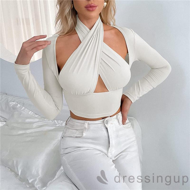 Áo thun tay dài màu sắc đơn giản dành cho nữ