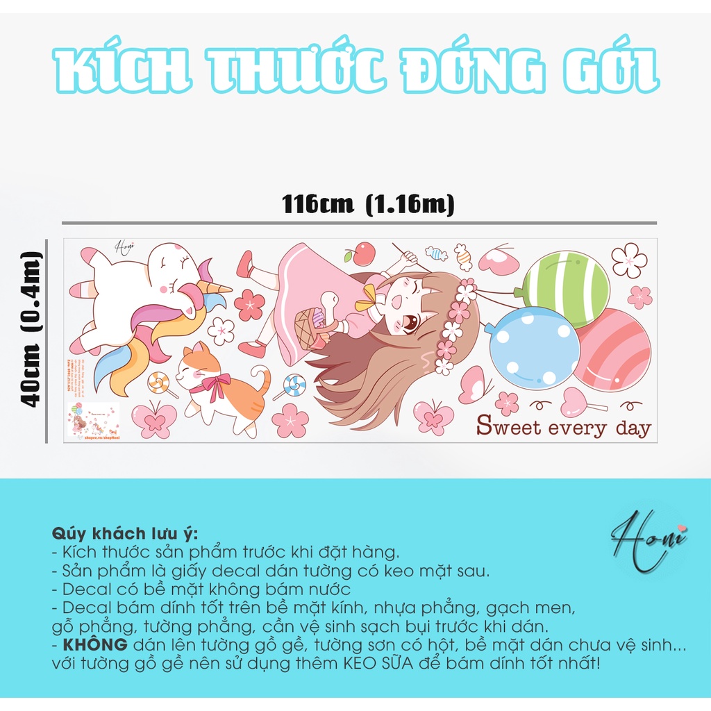 Decal Em Bé và Pony - Decal dán tường cho bé yêu