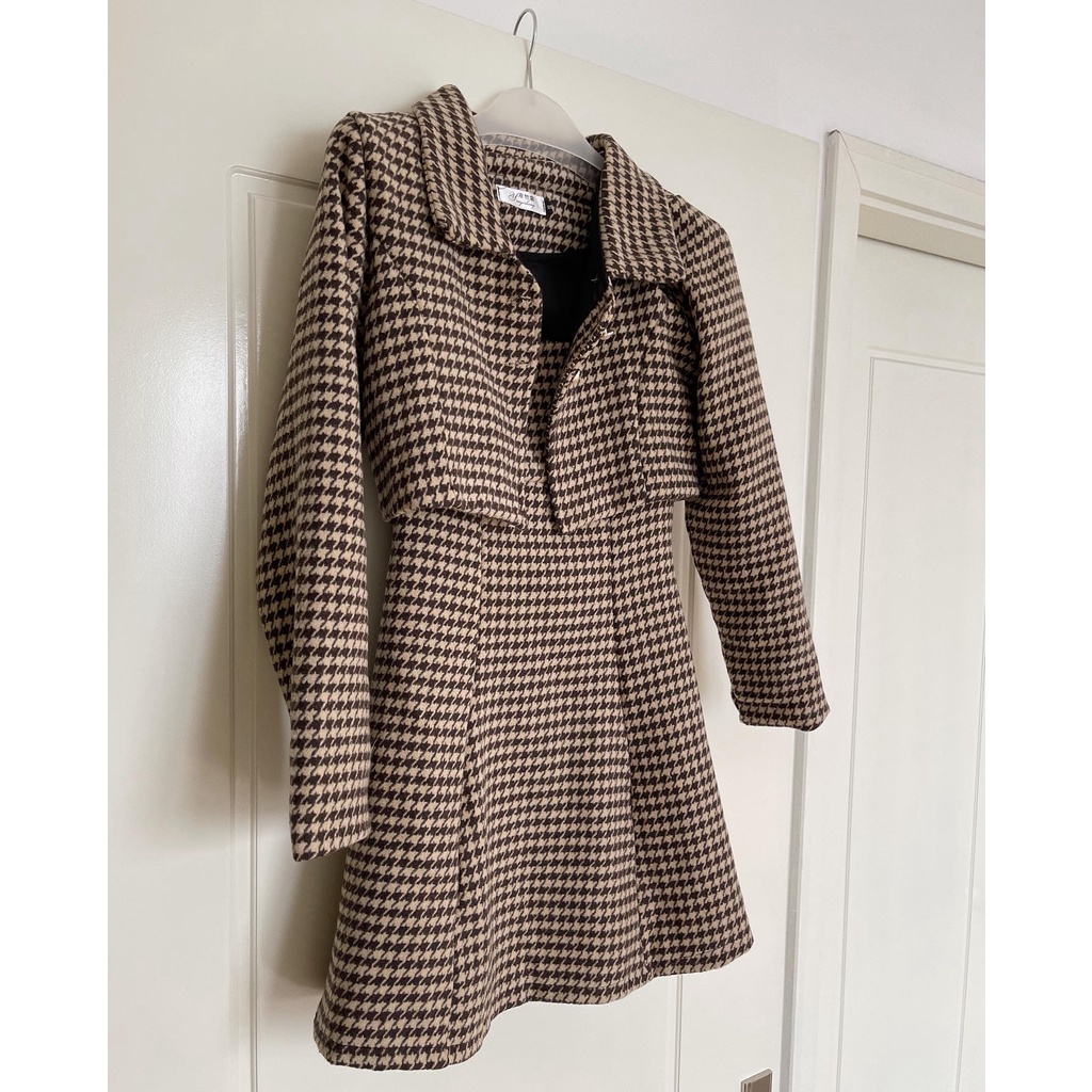 (ảnh thật) Audrey set váy 2 dây mix vest dạ 5411 | BigBuy360 - bigbuy360.vn